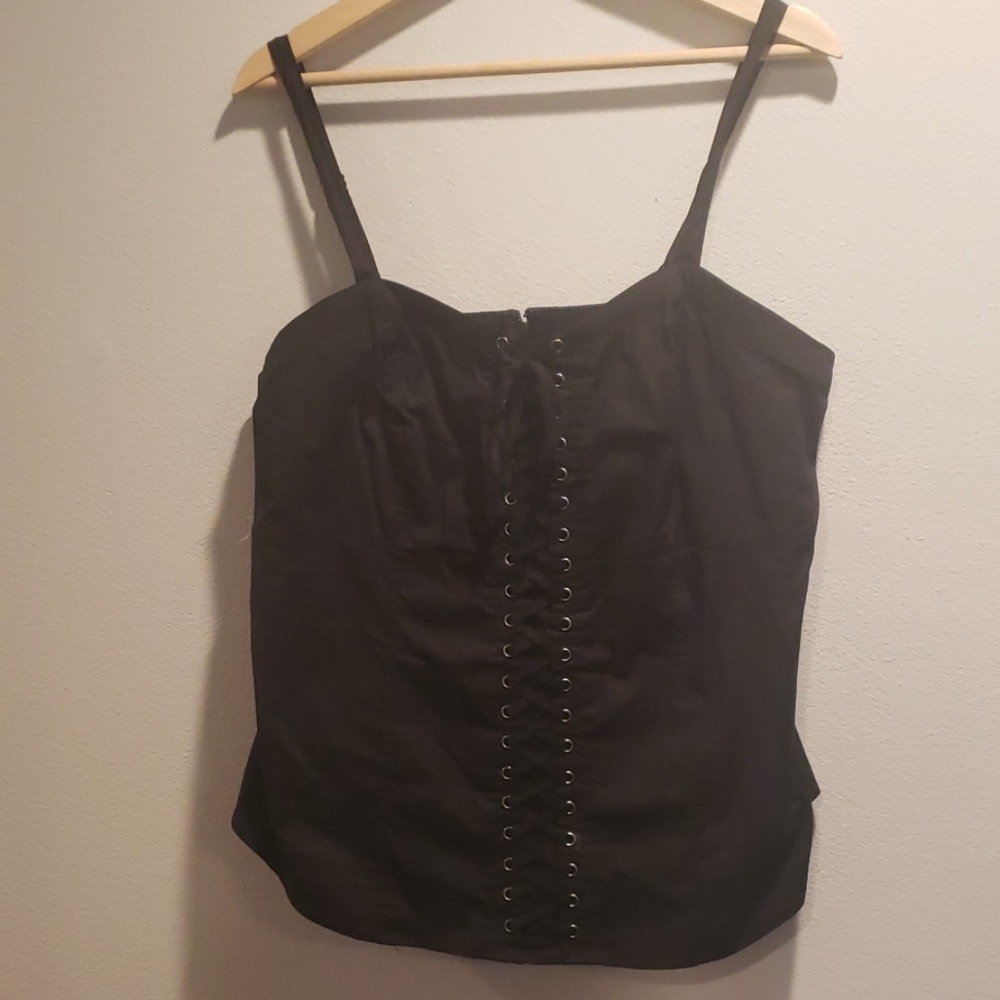 Torrid black lace up tank top